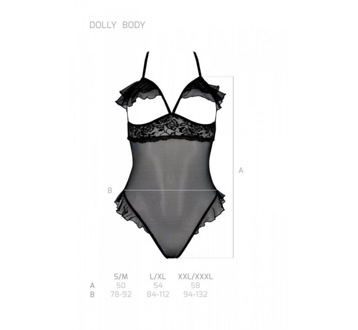 Эротическое боди Passion DOLLY BODY, L/XL, black, с открытыми чашками