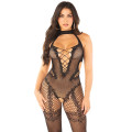 Бодистокинг Leg Avenue Crotchless Bodystocking with Heart One Size, Black