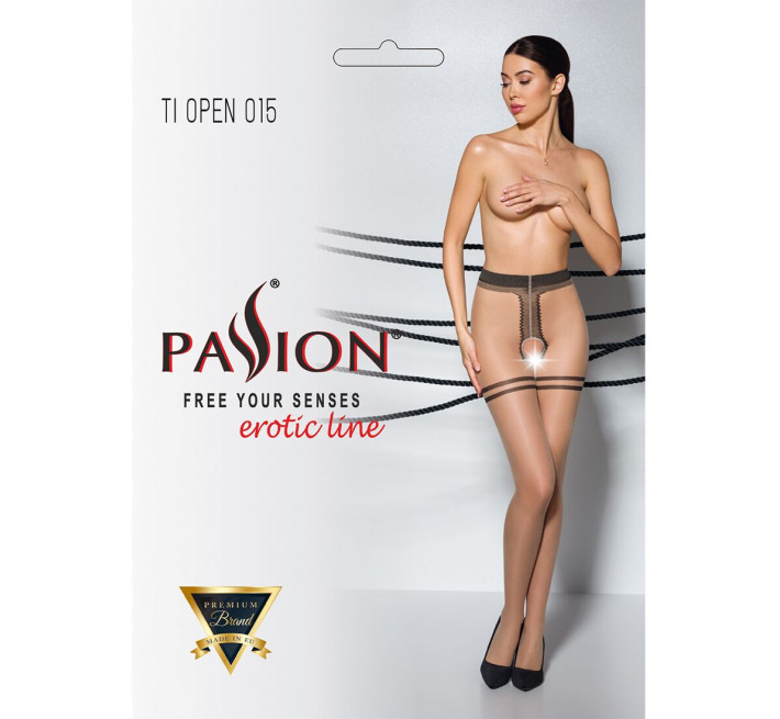 Тілесні колготки з відкритим доступом Passion TIOPEN 015 beige 3/4 (20 den)