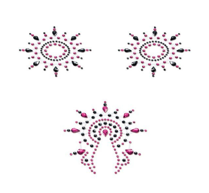 Пэстис из кристаллов Petits Joujoux Gloria set of 3 Черные/Розовые