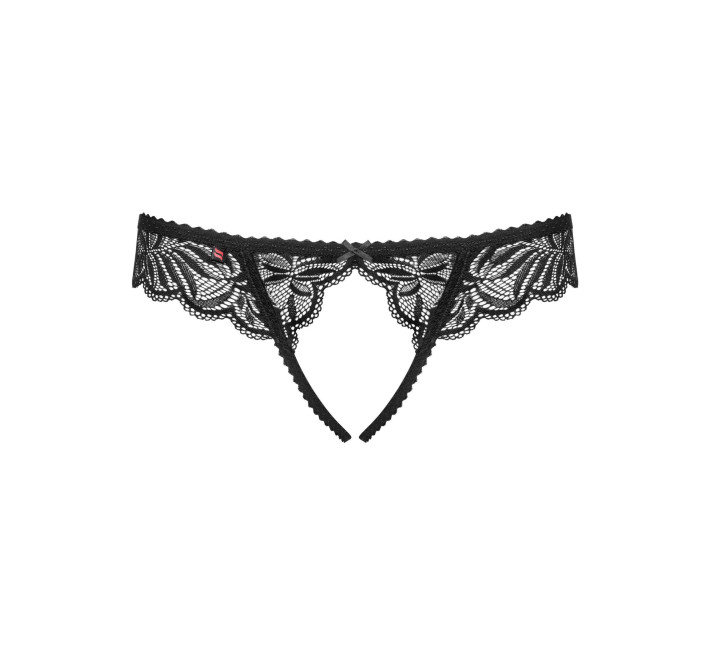Кружевная танга с доступом Obsessive Contica crothchles thong черные S/M
