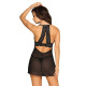 Прозора сорочка з відкритими грудьми Obsessive Pearlove chemise & thong black S/M