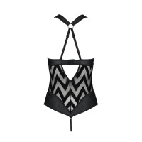 Сетчатый боди с халтером и ритмичным рисунком Passion Hima Body black XXL/XXXL