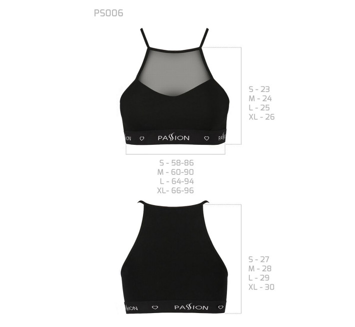 Спортивний топ з прозорою вставкою Passion PS006 TOP S, black