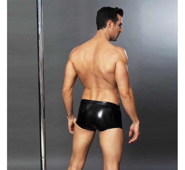 Эротические мужские лаковые трусы JSY со шнуровкой Черные S/M