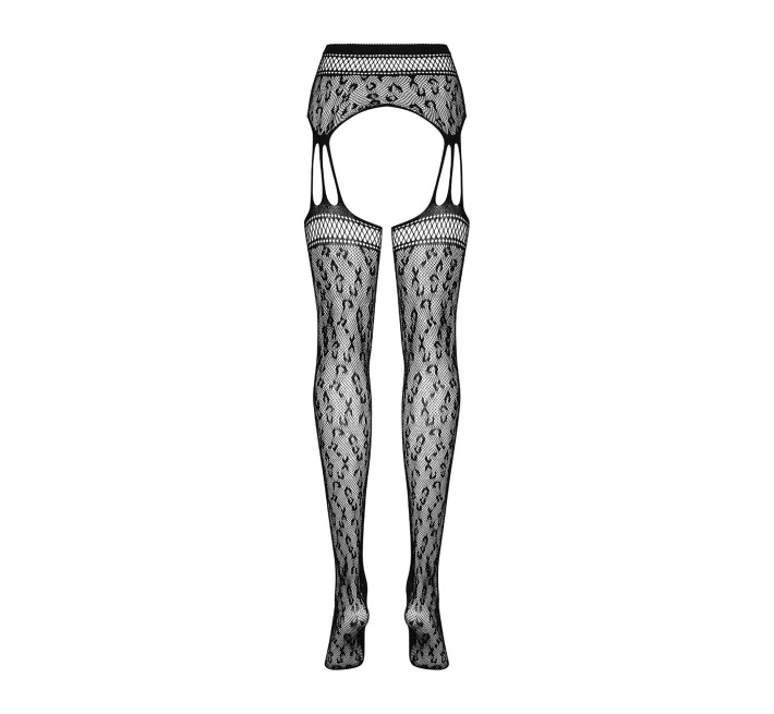 Сітчасті панчохи-стокінги під леопард Obsessive Garter stockings S817 чорні S/M/L
