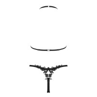 Полупрозрачный комплект Obsessive Celia Noir 2-pcs set бюстгальтер, стринги черный XL/2XL