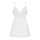 Сатиновый пеньюар с кружевом Obsessive 810-BAB-2 babydoll & thong белый S/M