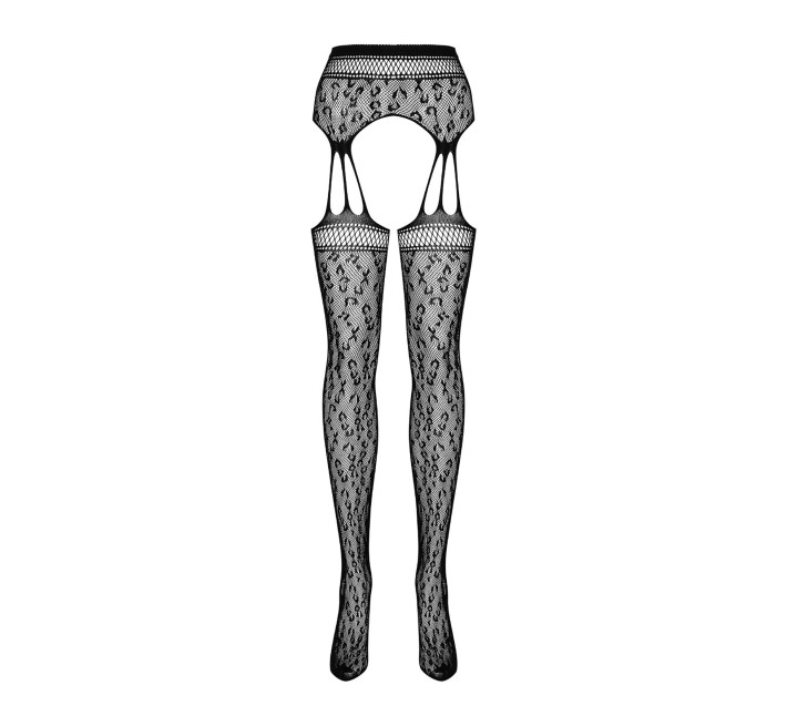 Сітчасті панчохи-стокінги під леопард Obsessive Garter stockings S817 чорні S/M/L