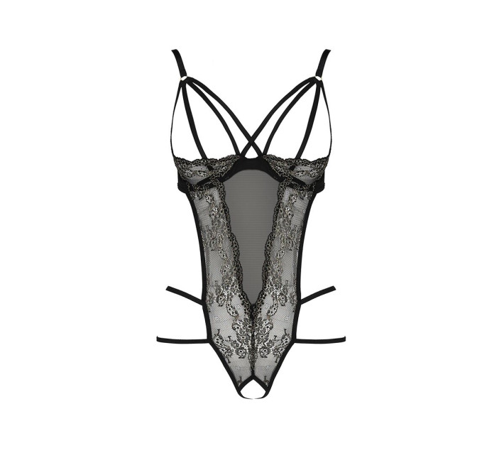 Боди монокини Passion с открытой грудью VALERY BODY Черное XXL/XXXL