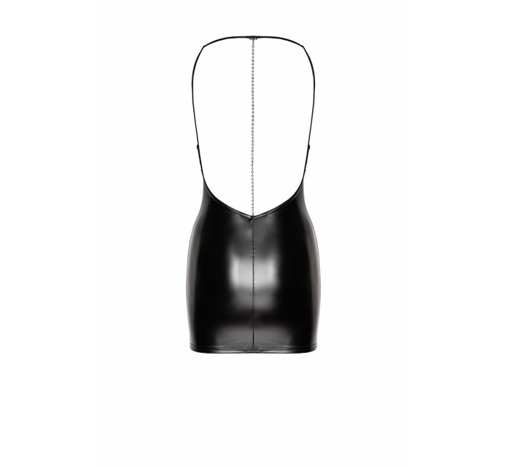 Платье Noir Handmade F307 Mirage, M, black, мини, под латекс, открытая спина, декор из стразов