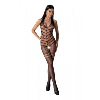 Бодистокинг с плетением на животике Passion BS100 One Size, black, декоративный шов, с доступом