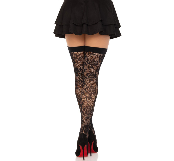 Панчохи Leg Avenue Wild rose net thigh highs One Size