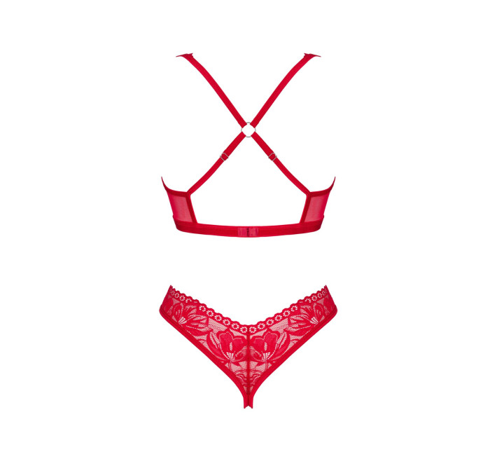 Obsessive Lacelove cupless 2-pcs set червоний M/L
