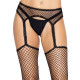 Панчохи-сітка Leg Avenue Net stockings with garter belt пояс, підв’язки Black One size