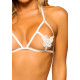 Эротический комплект с открытой чашкой Leg Avenue Open cup bra and pearl panty One Size White