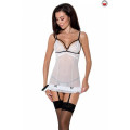 Сорочка прозора з пажами Passion ORIHIME CHEMISE Біла XXL/XXXL