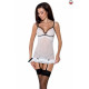 Сорочка прозора з пажами Passion ORIHIME CHEMISE Біла XXL/XXXL