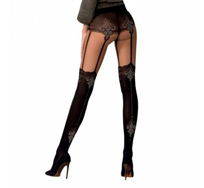 Колготки с эффектом чулок на подвязках Passion TI112 nero-gold 3/4 (60/20 den)