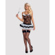 Эротический костюм горничной с юбкой Obsessive Housemaid 5 pcs costume черно-белый L/XL