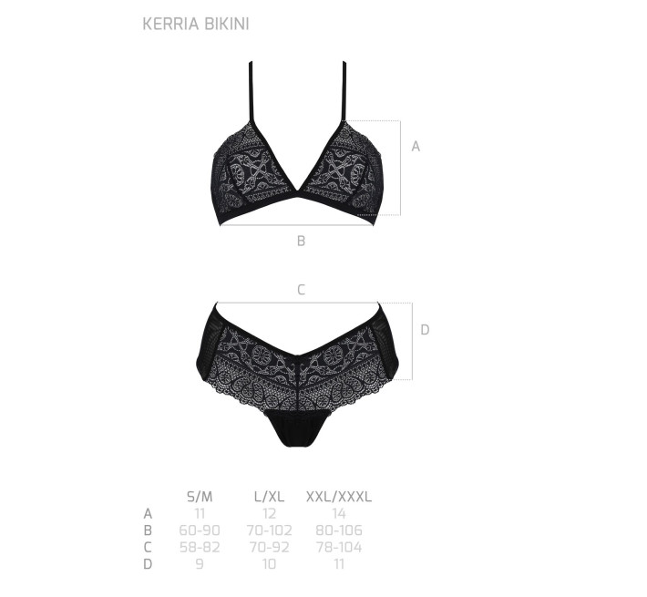 Комплект Passion KERRIA BIKINI black, L/XL, бралетт и трусики-бикини