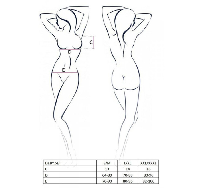 Комплект білизни під латекс DEBY SET black S/M - Passion: ліф, міні-спідничка, стрінги