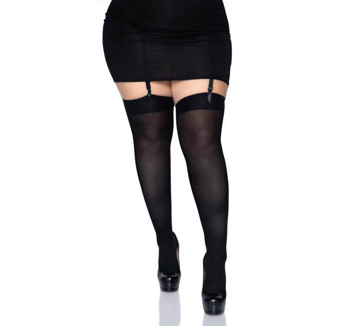 Плотные непрозрачные чулки Leg Avenue Opaque Nylon Thigh Highs Black plus size