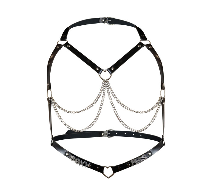 Женская портупея из натуральной кожи Art of Sex - Miss Sexy, цвет Черный, размер L-2XL