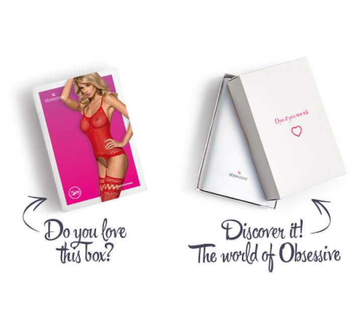 Бодистокинг Obsessive Bodystocking F214 имитация корсета и чулок на подвязках red S/M/L