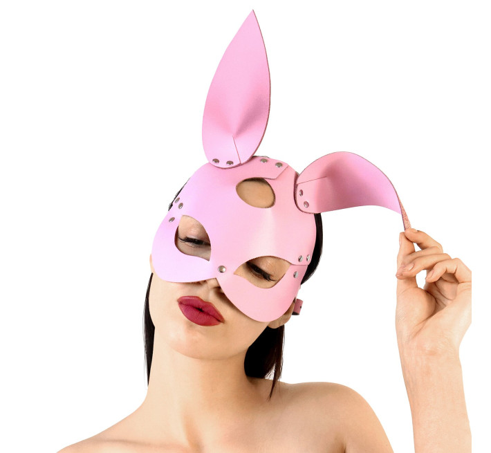 Шкіряна маска Зайчика Art of Sex - Bunny mask, колір Рожевий