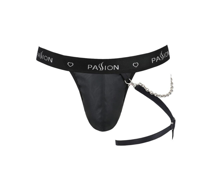 Чоловічі трусики танга з підв’язкою Passion 058 Thong Bill Black XXL/XXXL