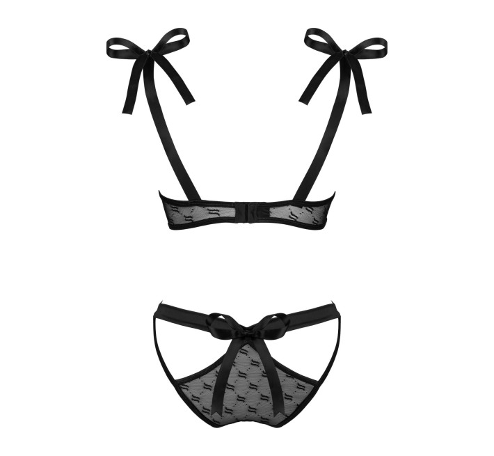 Полупрозрачный эротический комплект Obsessive Obsessivia 2-pcs set black S/M