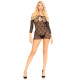 Сукня-сітка з сердечками Leg Avenue Heart net mini dress Black, зав'язки, відкриті плечі, One Size