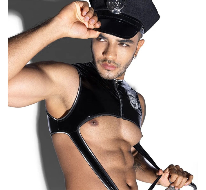 Мужской эротический костюм полицейского JSY «Отважный Луи» One Size, боди, кепка, наручники