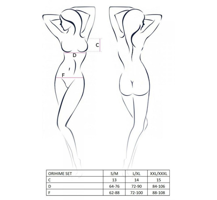 Комплект белья ORIHIME SET white S/M - Passion: стрепы: лиф и трусики