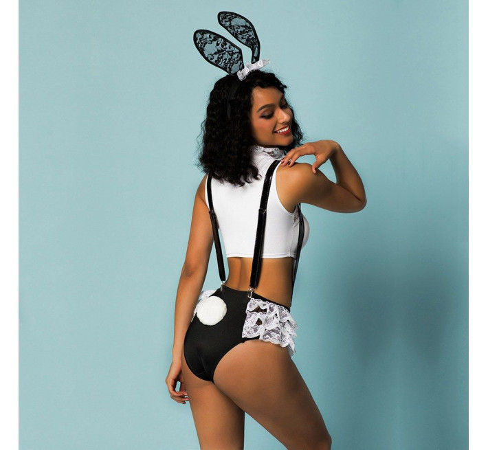 Эротический костюм зайки JSY Зажигательная Трейси Черный/Белый S/M