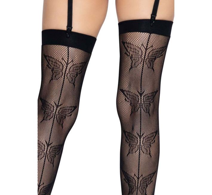 Панчохи-сітка зі швом ззаду Leg Avenue Butterfly back seam this highs One size Black