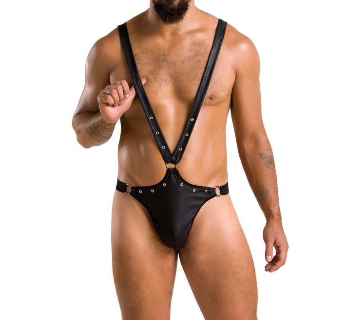 Чоловіче боді з люверсами Passion 028 Harry Black L/XL