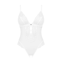 Эротическое полупрозрачное боди Obsessive Heavenlly crotchless teddy белый XL/2XL