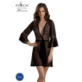 Пеньюар Passion LEAFA PEIGNOIR black S/M, длина чуть выше колена, широкие рукава, завязывается на пояс