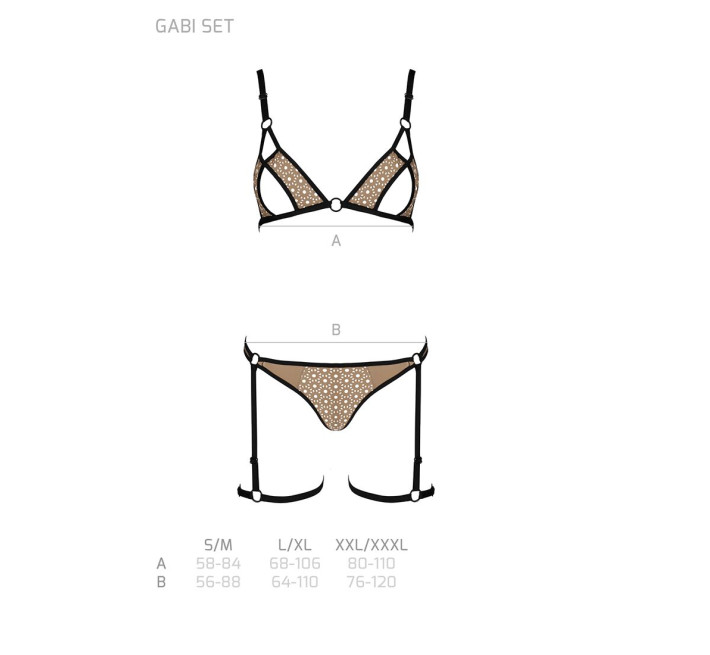 Эротический комплект нижнего белья Passion GABI SET beige L/XL