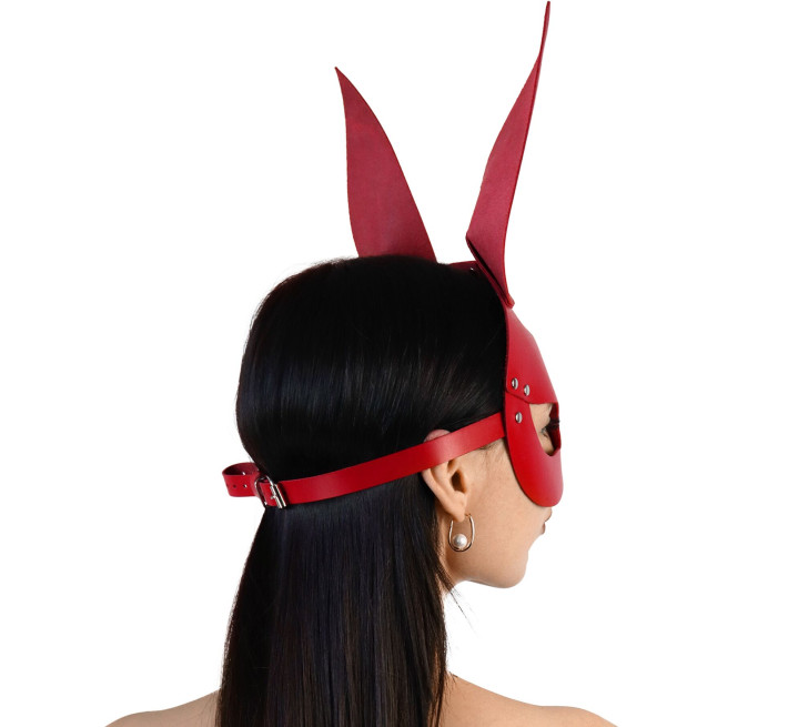 Кожаная маска Зайки Art of Sex - Bunny mask, цвет Красный