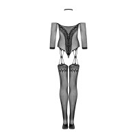 Нейлоновий бодістокінг з імітацією панчіх Obsessive Bodystocking G333 чорний S/M/L