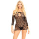 Сукня-сітка з сердечками Leg Avenue Heart net mini dress Black, зав'язки, відкриті плечі, One Size