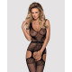 Бодистокинг Obsessive Bodystocking F217 элегантный силуэтный рисунок, имитация чулок black S/M/L