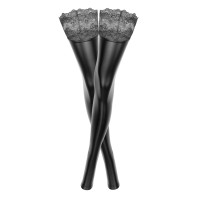 Панчохи з мокрим ефектом Noir Handmade F135 Powerwetlook stockings, S, без мисків