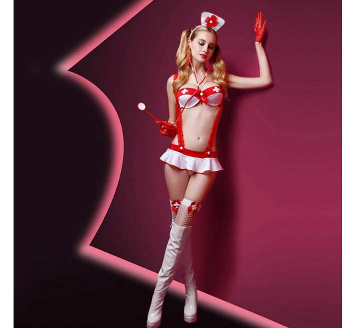 Еротичний костюм медсестри JSY Чудова Єва S/M Червоний/Білий