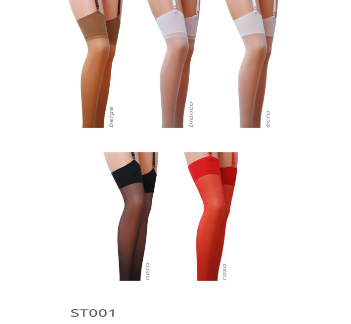 Класичні панчохи під пояс із широкою гумкою ST001 1/2 roso - Passion