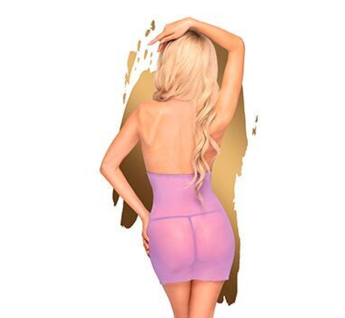 Мини-платье с кружевным лифом и стрингами Penthouse - Bedtime Story Purple L/XL