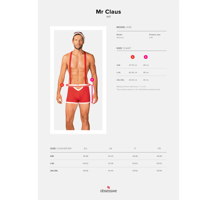 Чоловічий еротичний костюм Санта-Клауса Obsessive Mr Claus червоний S/M